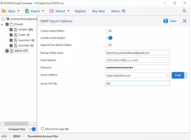 mailbird export settings