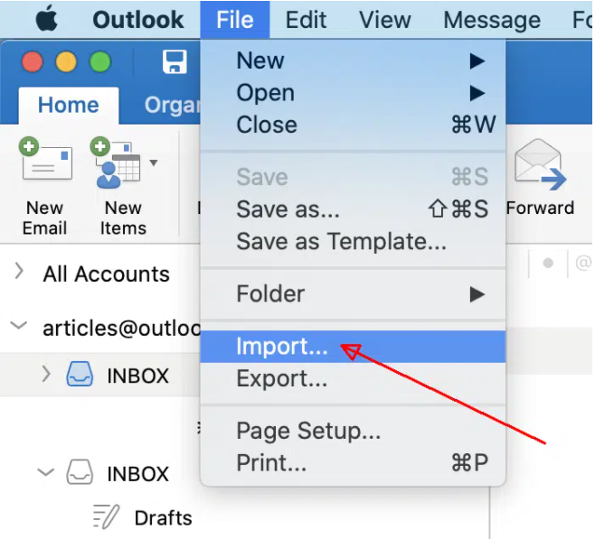 import pst in outlook for mac