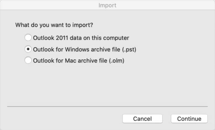 import .pst file