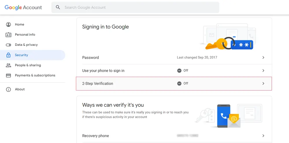 manage your google account
