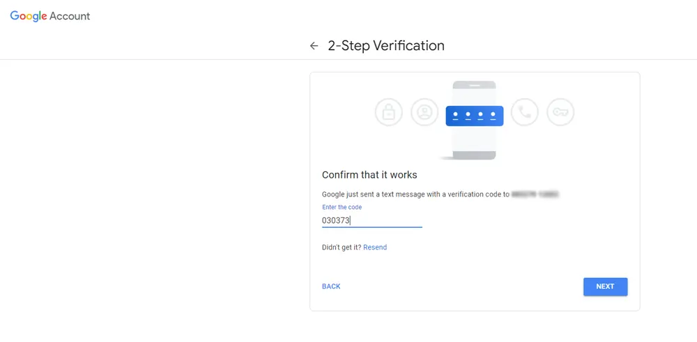 enter otp to activate 2 step verification