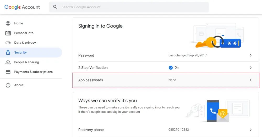 generate app password for gmail less secure apps