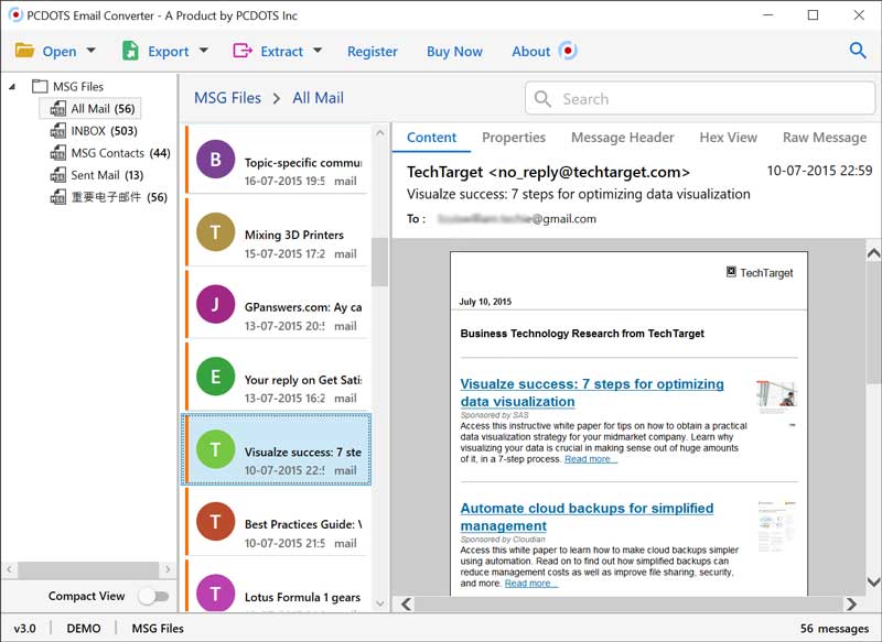 Pcdots Msg To Eml Converter To Convert Outlook Msg To Eml With Attachments