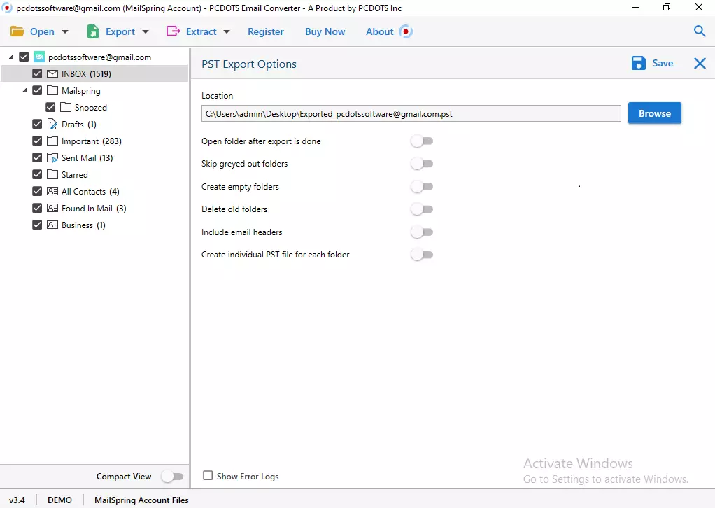 convert Mailspring to Outlook